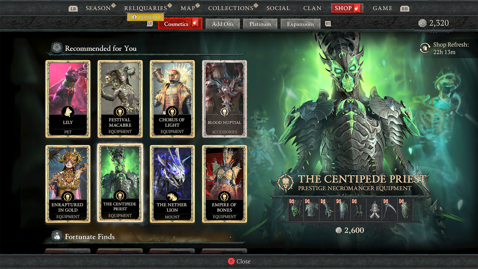 Diablo 4 menu screenshot