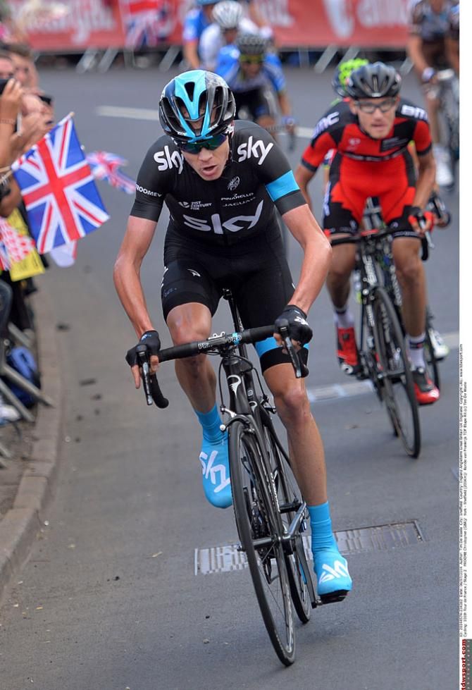 Chris Froome sets the pace