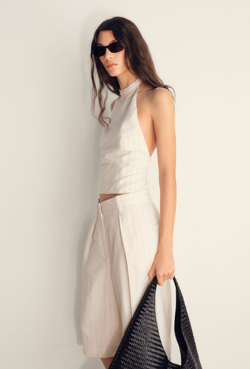 Image of mango halterneck top.