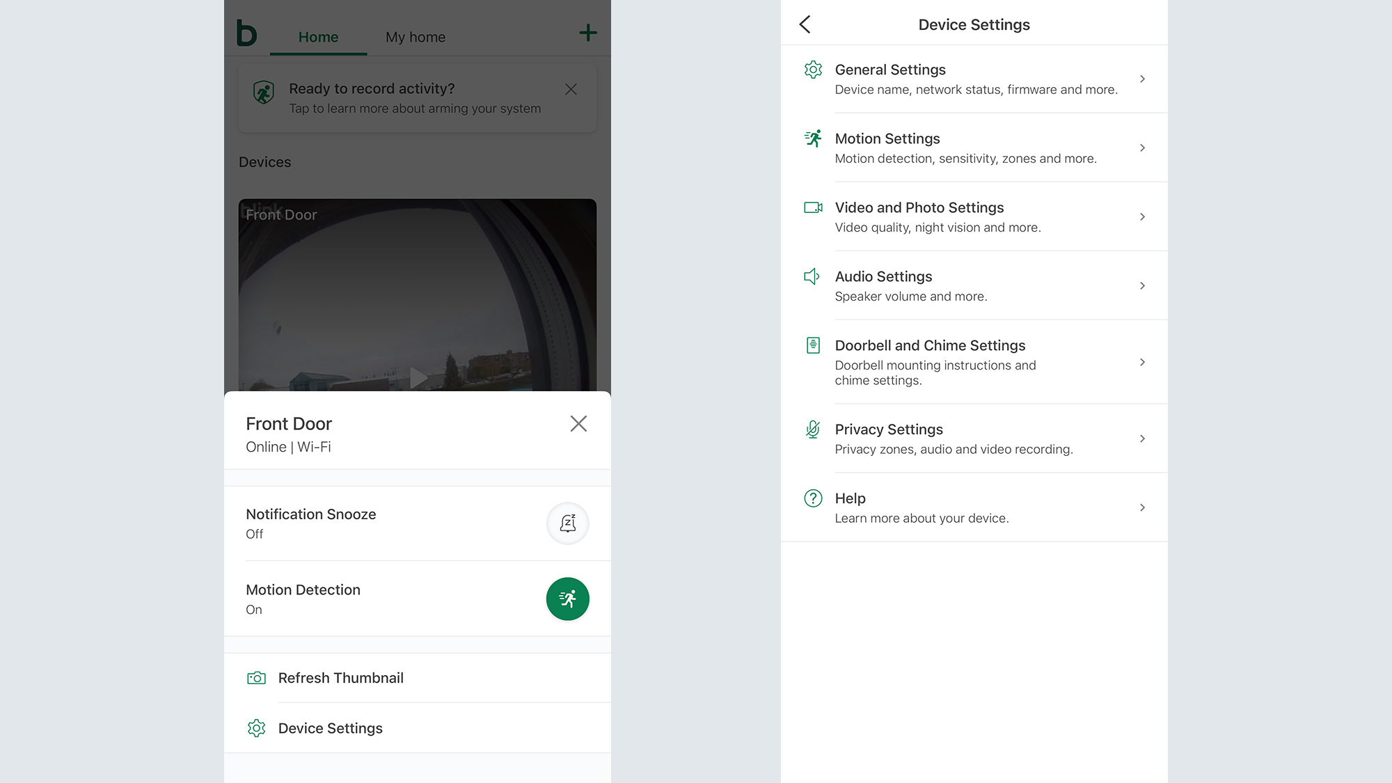 Blink Video Doorbell app