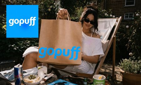 Woman holding bag from gopuff