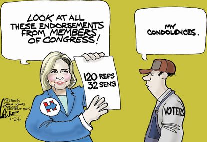 Political Cartoon U.S. Hillary Endorsements