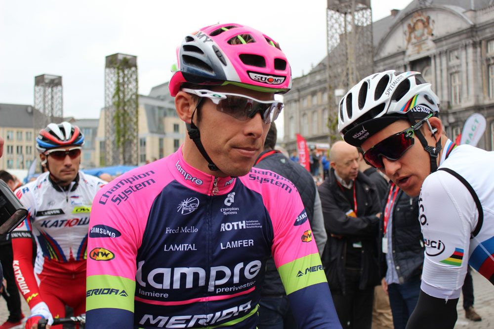 Former world champion Rui Costa crosses paths with current champion MIchal Kwiatkowski