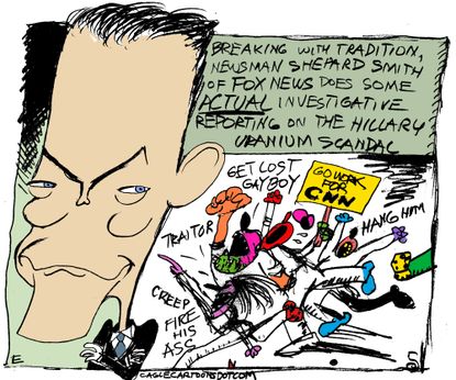 Political cartoon U.S. Shepard Smith Fox liberal media Hillary Clinton uranium deal
