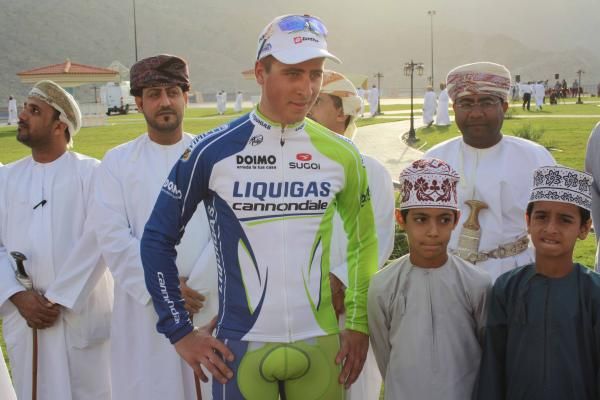 Peter Sagan (Liquigas-Cannondale) gets ready to step onto the podium