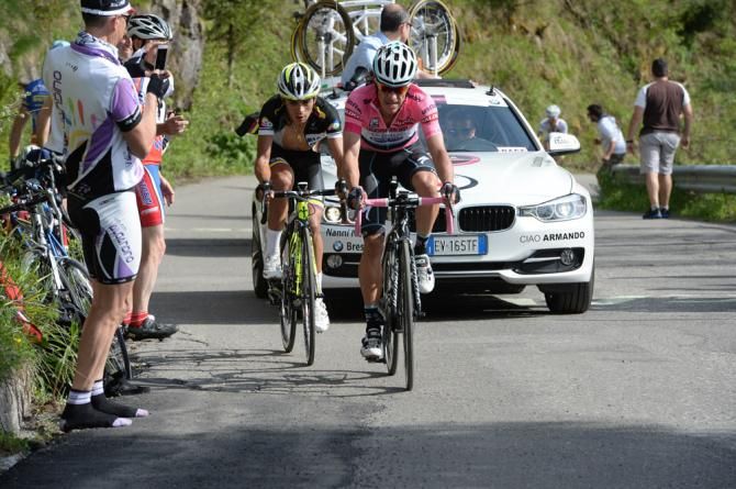 Rigoberto Uran (Omega Pharma - QuickStep) leads Fabio Duarte