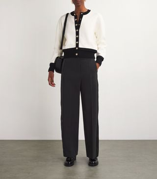 Womens Sandro Black Wool Wide-Leg Tailored Trousers | Harrods Uk