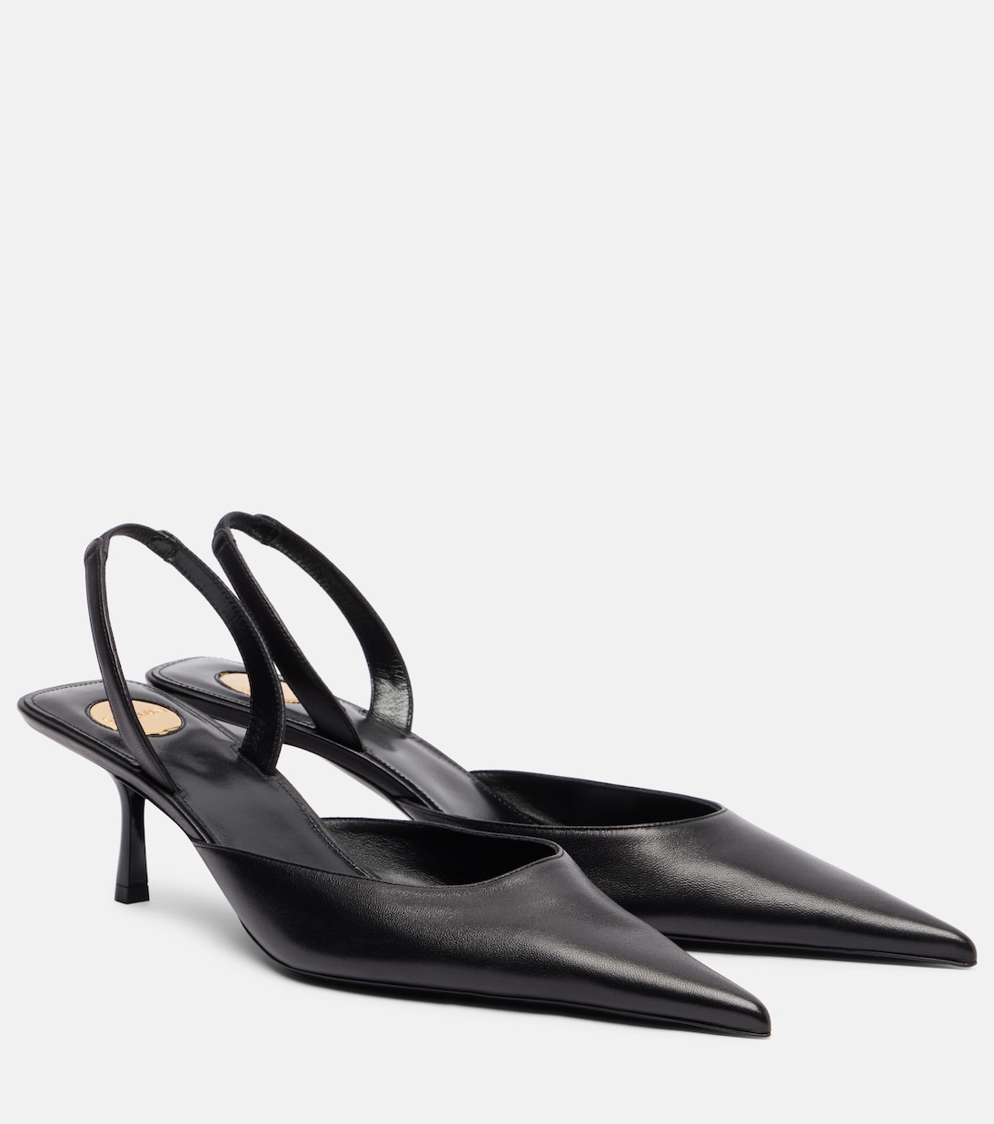 Misty 55 Leather Slingback Pumps in Black - Saint Laurent