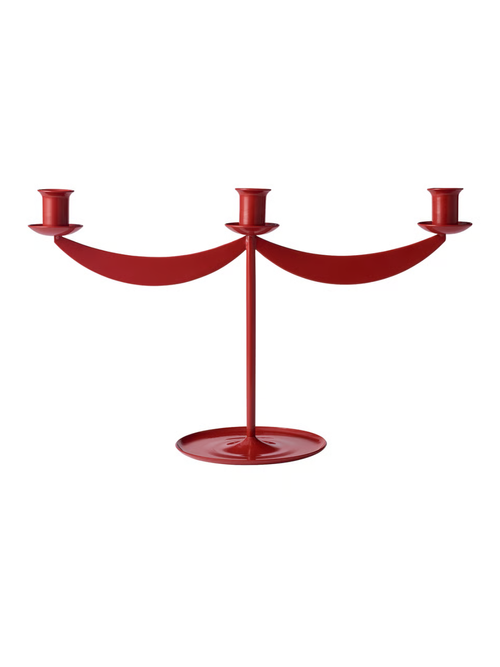 VINTERFINT Candlestick - for 3 Candles Red 9 &frac12; "