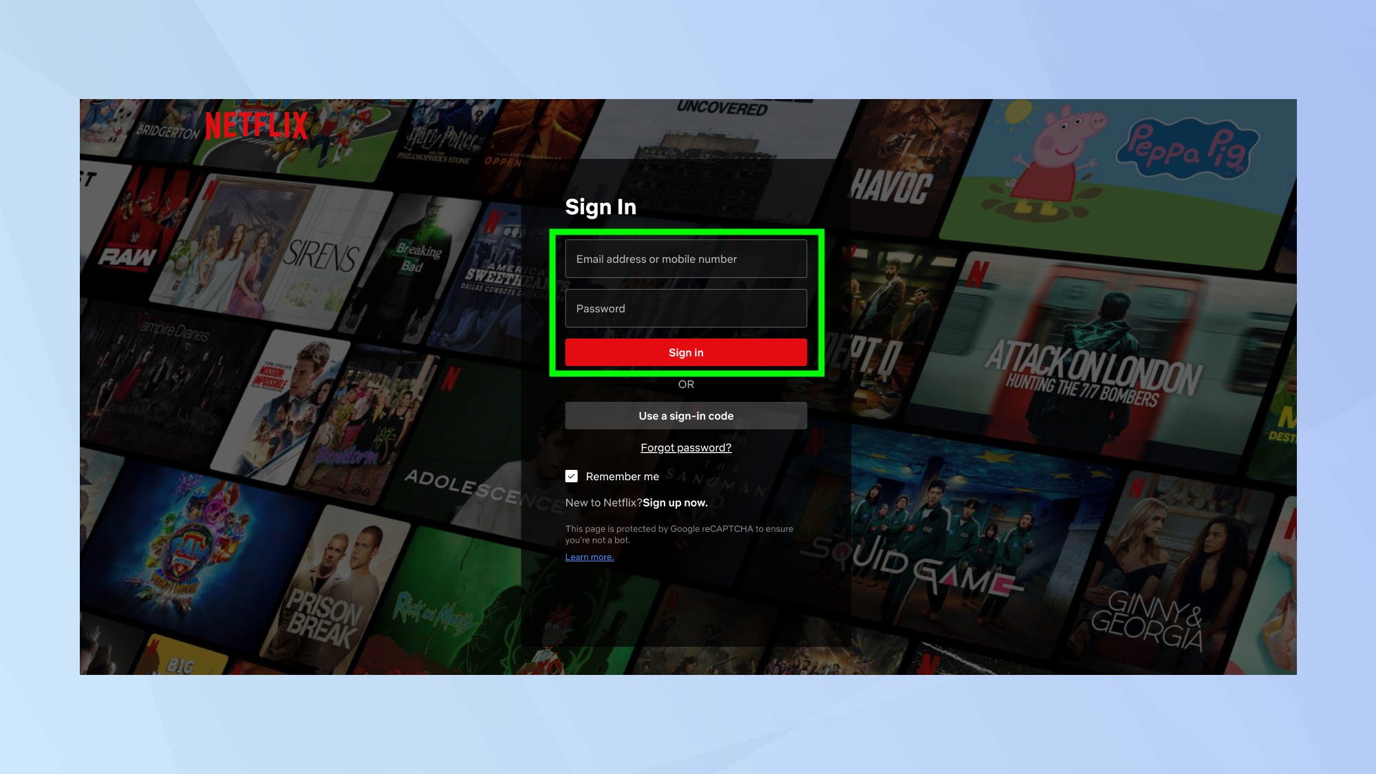 Netflix sign in 