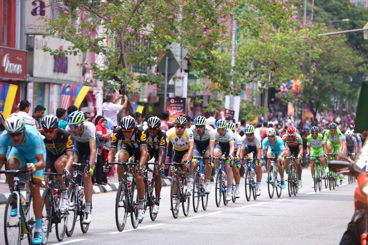 Race leader Youcef Reguigui sits safely behind his teammates