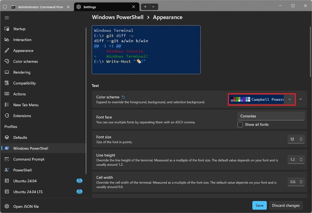 Terminal PowerShell blue background