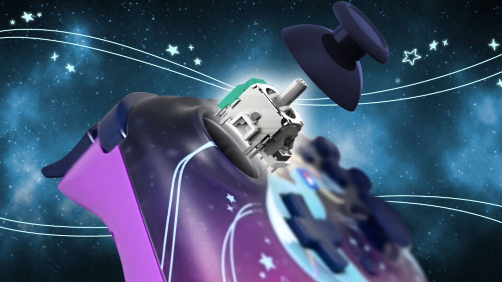 Image of the TMR stick of the Mario Universe Horipad Turbo Switch 2 controller.