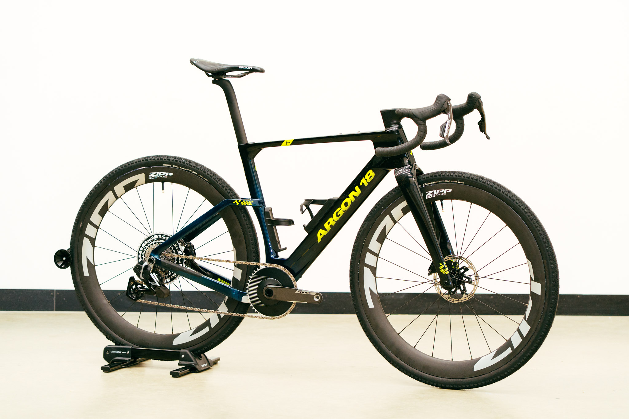 A bike stands against a white background