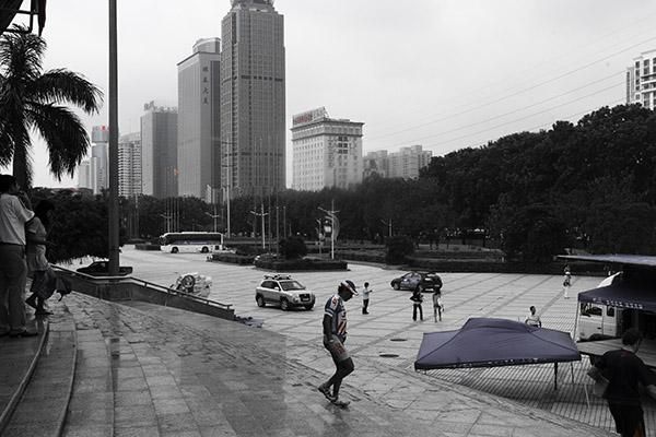 Stage winner Kenny Van Hummel (Skil-Shimano) cuts a lonely figure as he leaves the press conference in Hainan's capital city of Haikou.