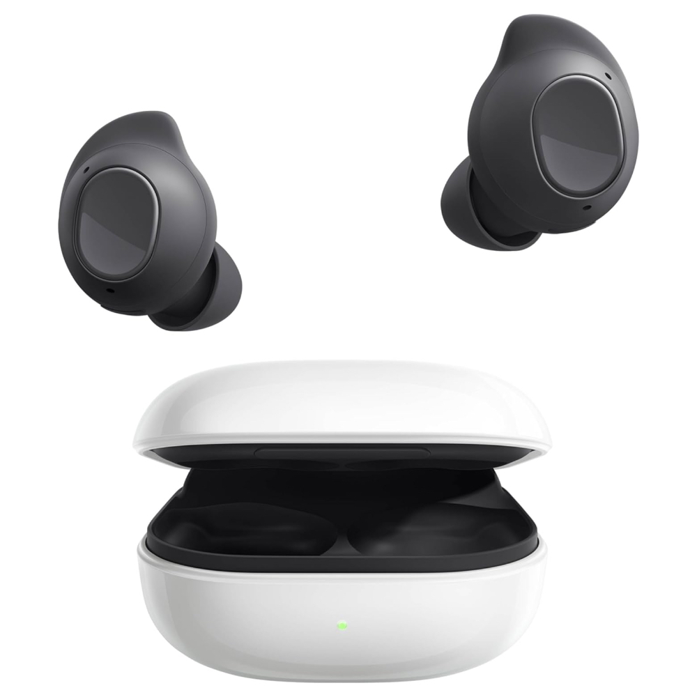 The Samsung Galaxy Buds FE in a white product render.