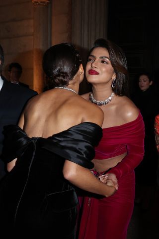 Zendaya and Priyanka Chopra Jonas attend the "Bulgari Mediterranea High Jewelry" event at Palazzo Ducale on May 16, 2023 in Venice.