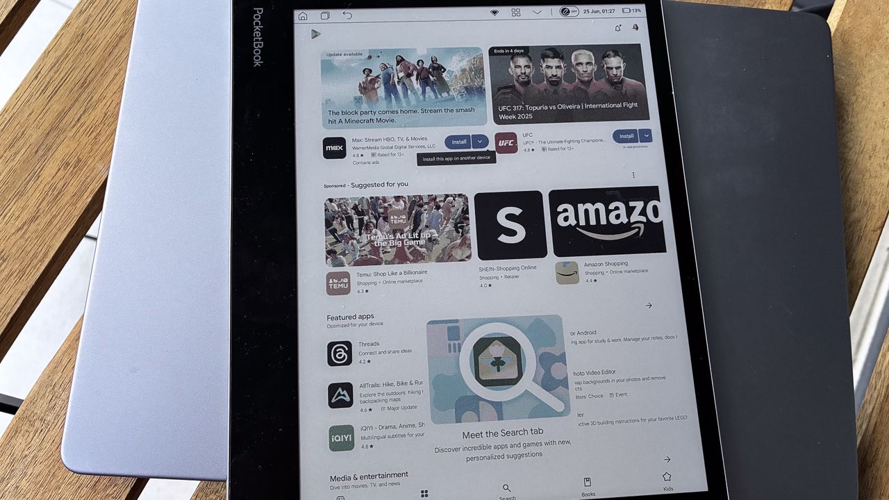 The Google Play Store on the PocketBook InkPad Eo