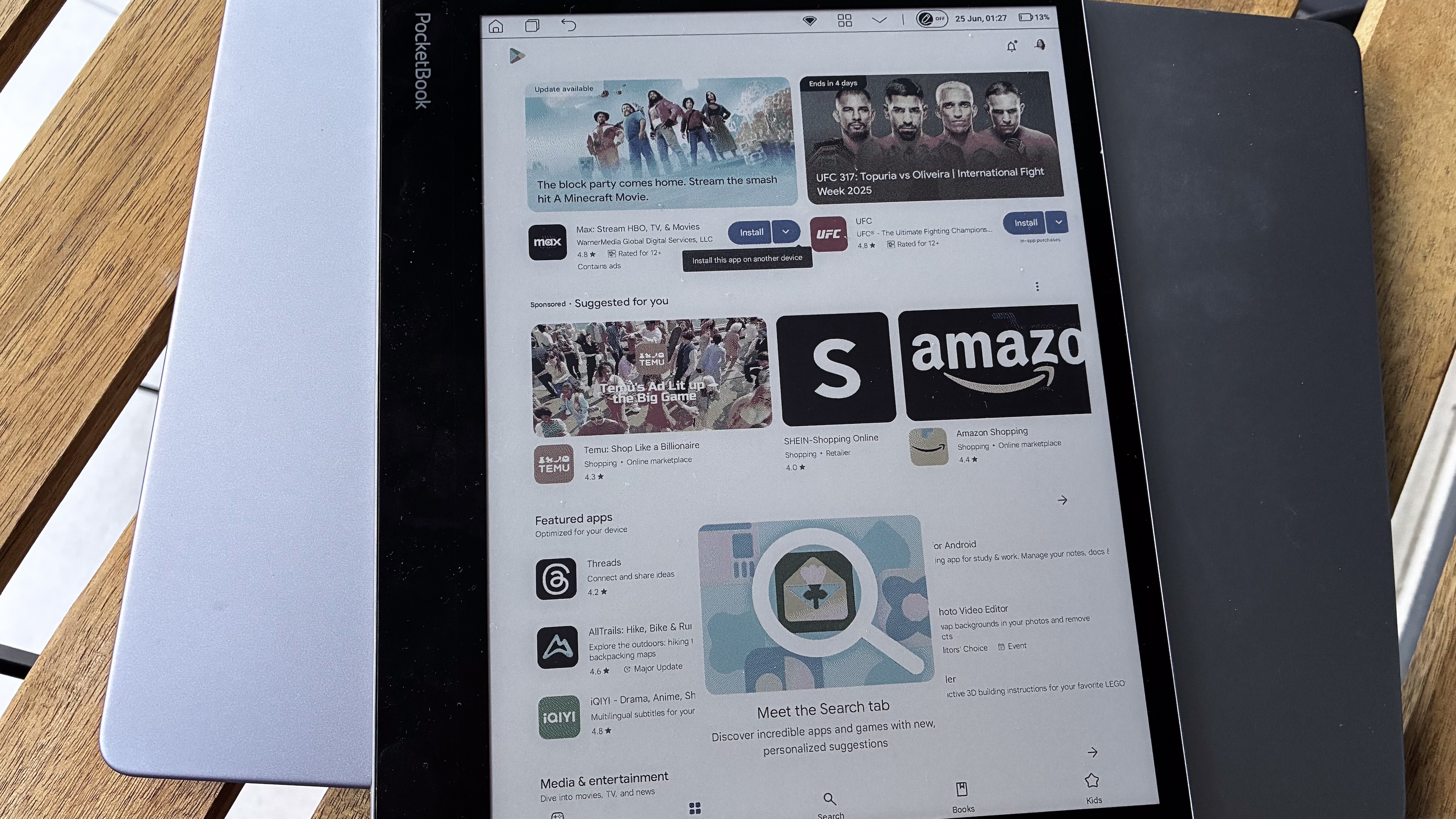The Google Play Store on the PocketBook InkPad Eo