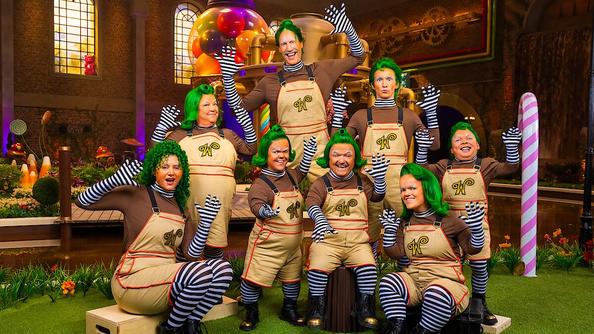 The cast of Oompa Loompa's in Netflix's new reality game show