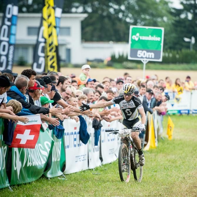 Florian Vogel celebrates third