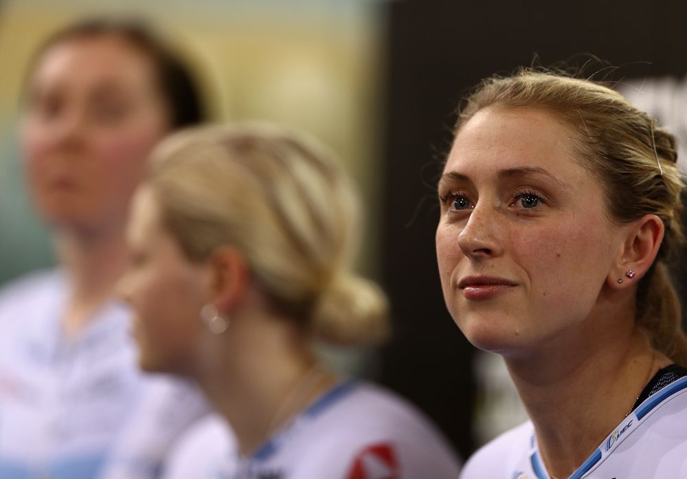Laura Kenny of Great Britain looks on during day One of the 2018 TISSOT UCI Track Cycling World Cup