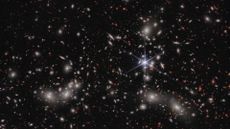 A view of Pandora&rsquo;s Cluster (Abell 2744) in deep space.