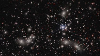 A view of Pandora’s Cluster (Abell 2744) in deep space.
