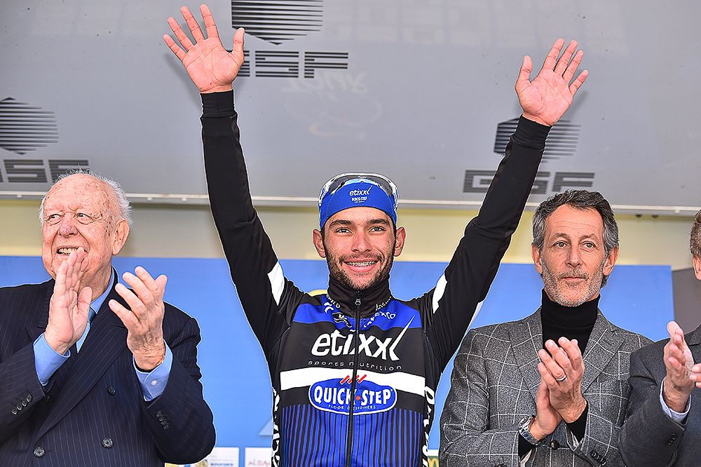 Fernando Gaviria on the podium after the final stage of Tour la Provence