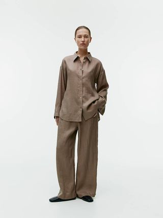 Wide Linen Trousers - Mole - Arket Gb