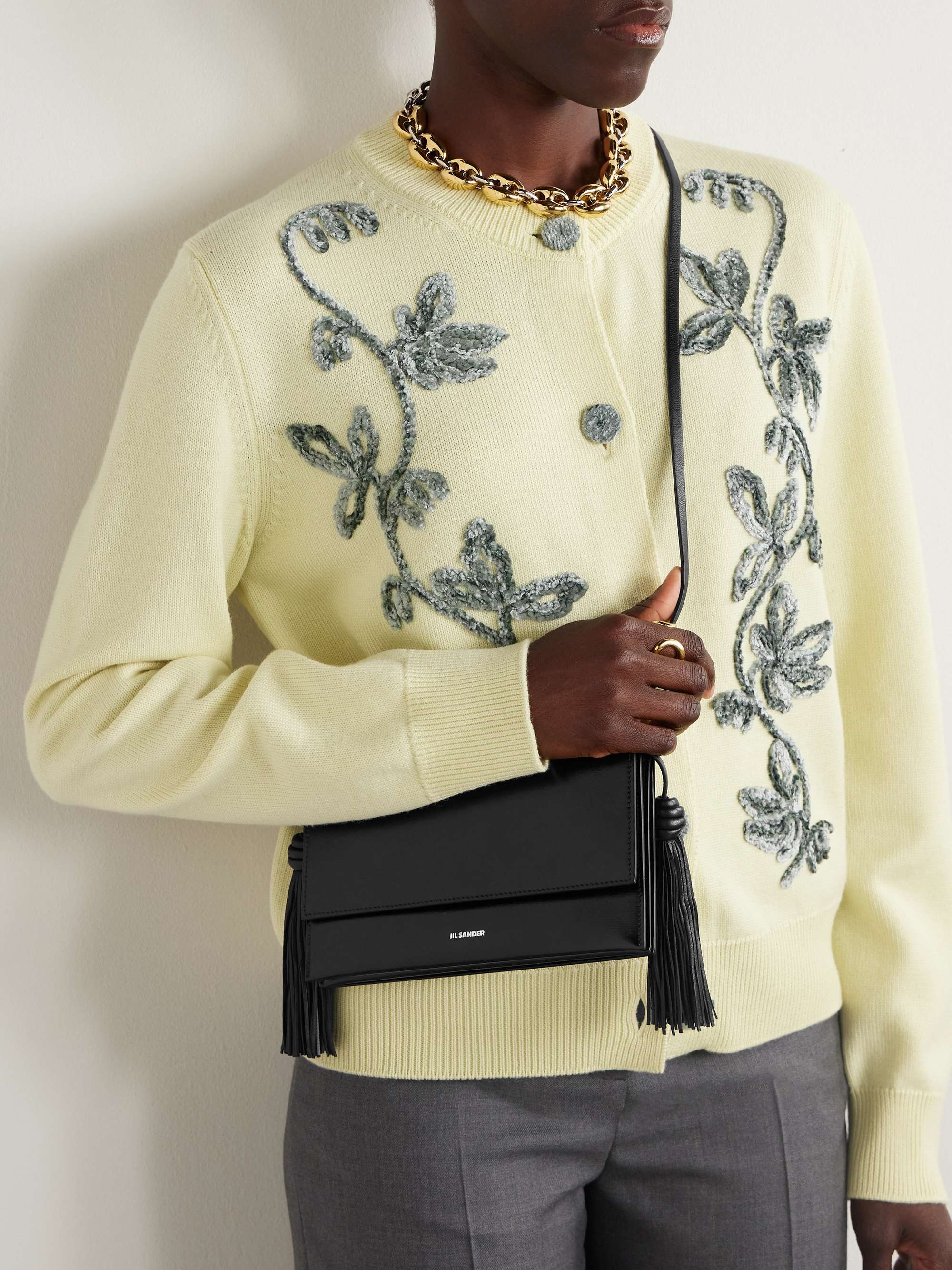 Tasseled Leather Shoulder Bag