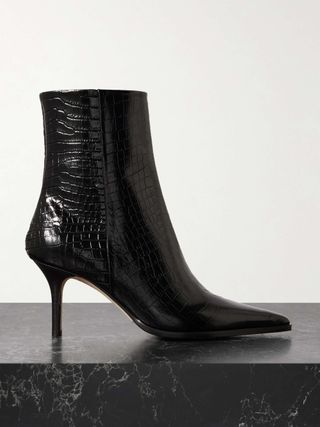 Hexi Croc-Effect Leather Ankle Boots