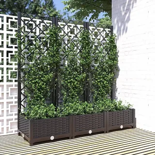 Berkfield Garden Planter With Trellis Black 120x40x121.5 Cm Pp