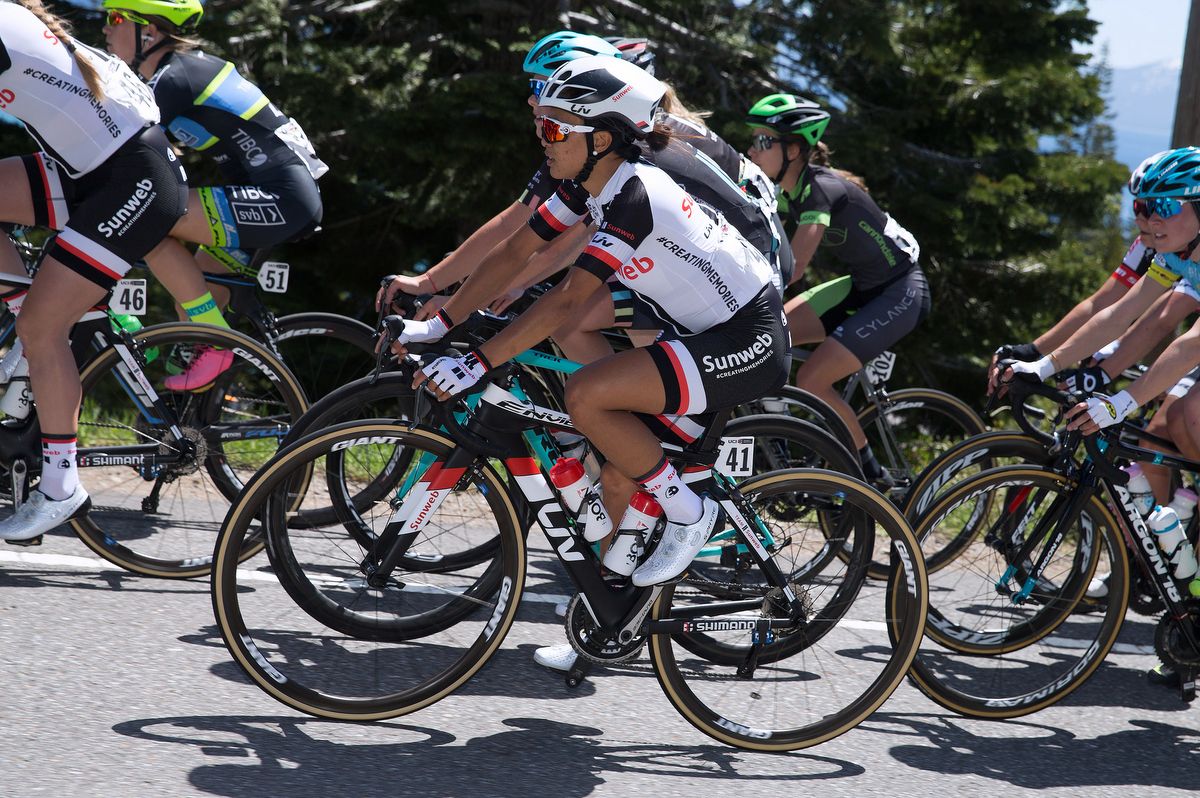Coryn Rivera (Team Sunweb) riding in the bunch