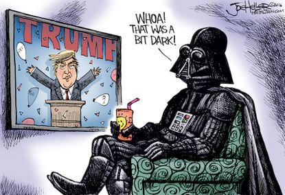 Political cartoon U.S. Donald Trump RNC Darth Vader dark