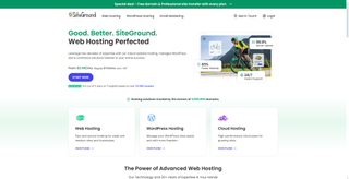 SiteGround home page in 2025