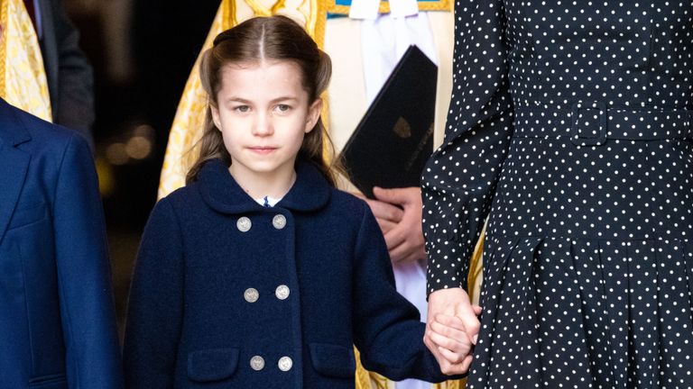 Princess Charlotte in blue coat
