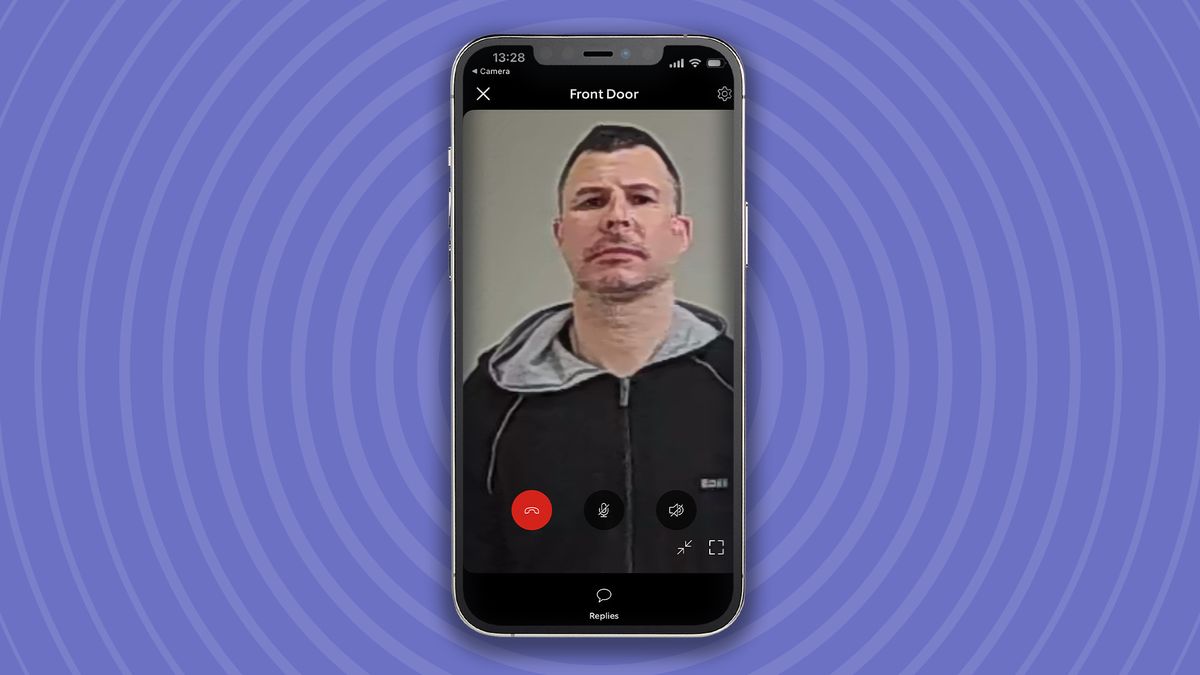 iPhone showing still image of man's face, captured by Ring Battery Video Doorbell Plus (2nd Gen)