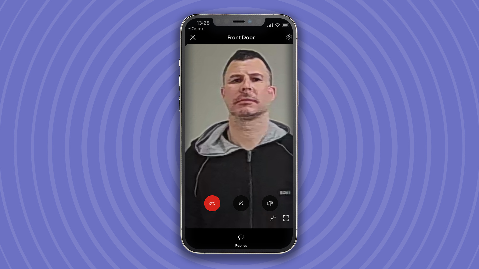 iPhone showing still image of man's face, captured by Ring Battery Video Doorbell Plus (2nd Gen)