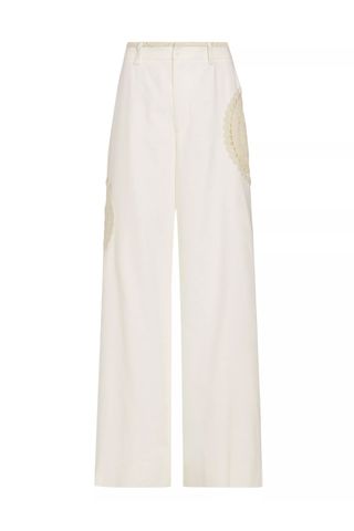 Sir. Atacama Crochet Trousers in off-white on a white background