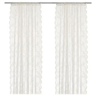 ALVINE SPETS Sheer curtains, 1 pair, with rod pocket/off-white