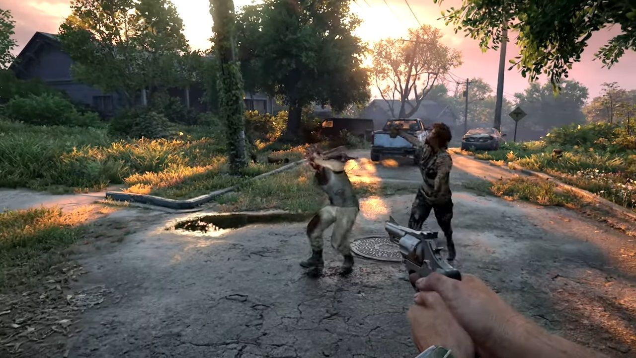 first person view blasting fungus zombie with revolver