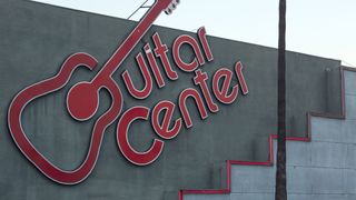 View of Guitar Center, Johnny Hallyday's favorite Guitar store, on Sunset Boulevard, on December 6, 2017, in Hollywood, California. He was a legend in the French-speaking world but in Los Angeles, the city of Hollywood celebrities, Johnny Hallyday was a discreet star who still "devoured life". / AFP PHOTO / VALERIE MACON