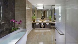 Room, Property, Bathroom, Interior design, Tile, Floor, Building, Architecture, Furniture, Countertop,