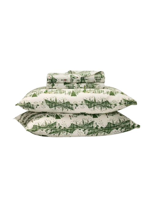 Washed Classic Percale Core Sheet Set in Tree Top Snow Day