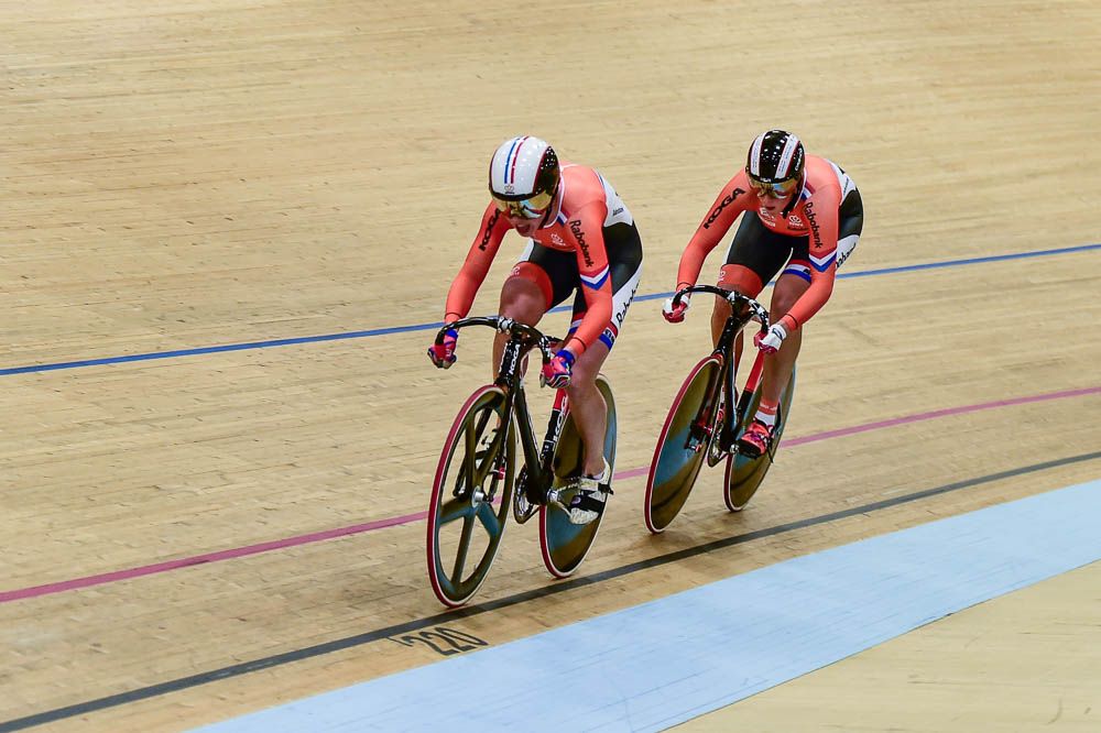 The Netherland's Laurine Van Riessen and Elis Ligtlee won the team sprint bronze medal over Spain