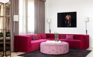 Pink colour sofa