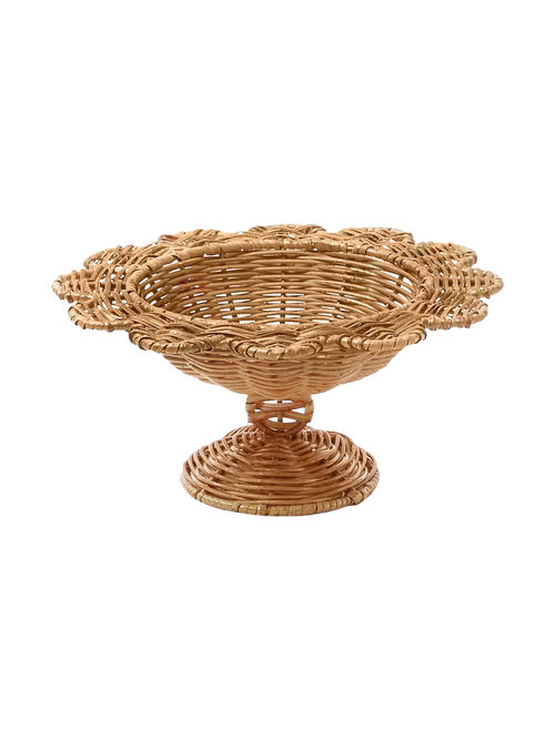 Small Luciana Scalloped Rattan Bowl