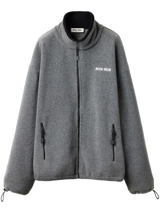 Miu Miu, Logo-embroidered Fleece Sweatshirt