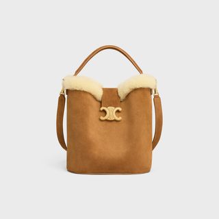 Celine, Teen Triomphe Bag in Wicker in Wicker and Natural Calfskin